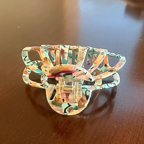 Anthropologie Multicolor Pastel Acrylic Hair Claw - Teal, Tan,Pink, Peach, Black - Picture 2 of 3